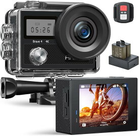 AKASO アクションカメラ Brave4 4K 20MP 手振れ補正 WiFi搭載 外部マイク対応 小型 水中カメラ 30M防水 リモコン付き 5Xズーム 広角レンズ HDMI出力 1050mAhバッテリー2個付き ウェアラブルカメラ