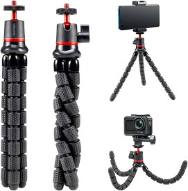 AKASO フレキシブル三脚 カメラ、スマートフォン、ライト用三脚スタンド 360°回転 滑り止め 軽量 多機能 Gopro hero 13 12 11 DJI Osmo Action 4 3 2 など適用 アウトドア撮影、ローアングル写真、ビデオ録画に最適