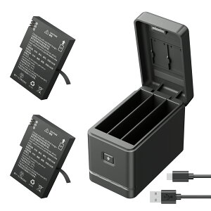 �y�V���i�o��zAKASO 360�x�J�����[�d�o�b�e���[�Z�b�g 1350mAh 2��3�`�����l���[�d�� �}���[�d�Ή� �A�E�g�h�A�����ԎB�e�\ �o�b�e���[�`���[�W���[ �A�N�V�����J����360�x �A�N�V�����J��