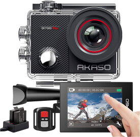 AKASO アクションカメラ 4K-EK7000 PRO 2000万画素 タッチパネル式 外部マイク対応 手ブレ補正 WIFI搭載 広角レンズ 40m防水 水中カメラ スポーツカメラ リモコン付き 2つ1050mAhバッテリー