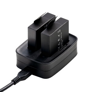 AKASO V50 Elite アクションカメラ充電バッテリーセット 1050mAh 2個と急速デュアル充電器 アウトドア長時間撮影可能 スポーツカメラ充電器 水中カメラ アクションカム用充電セット 映像 録画 ビ