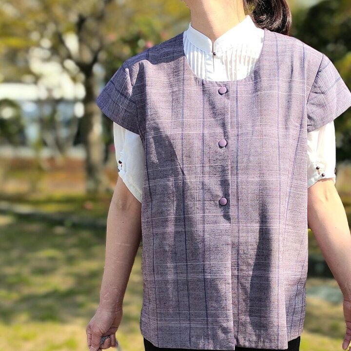 楽天市場】正絹紬 着物リメイク トップス 前開き チュニック パープル 