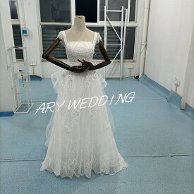 高品質！ハンドメイド ウエディングドレス 3D立体レース刺繍 ハンドビーディング 憧れのドレス 結婚式/挙式