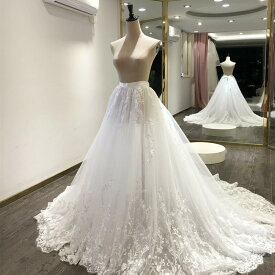 ウェディングドレス 3D立体レース刺繍 オーバードレス ホワイト 花嫁