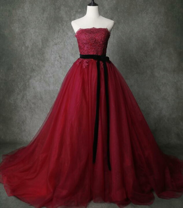 楽天市場】カラードレス ワインレッド ソフトチュール サッシュベルト  