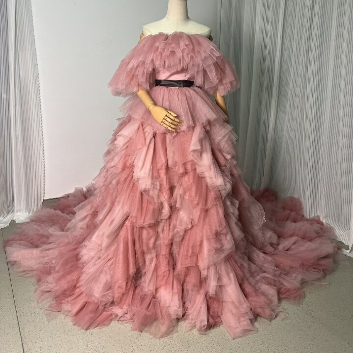 楽天市場】豪華！カラードレス オフショルダー 編み上げ ピンク 