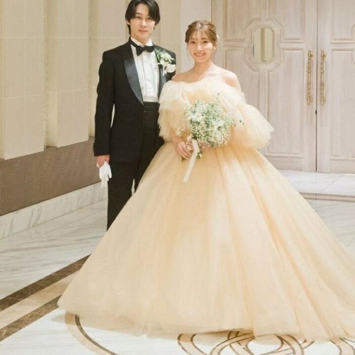 楽天市場】実例写真！シャンパンベージュカラードレス ふわふわ  