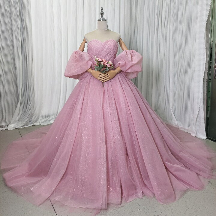 楽天市場】人気上昇！ カラードレス ピンク キラキラグリッター  