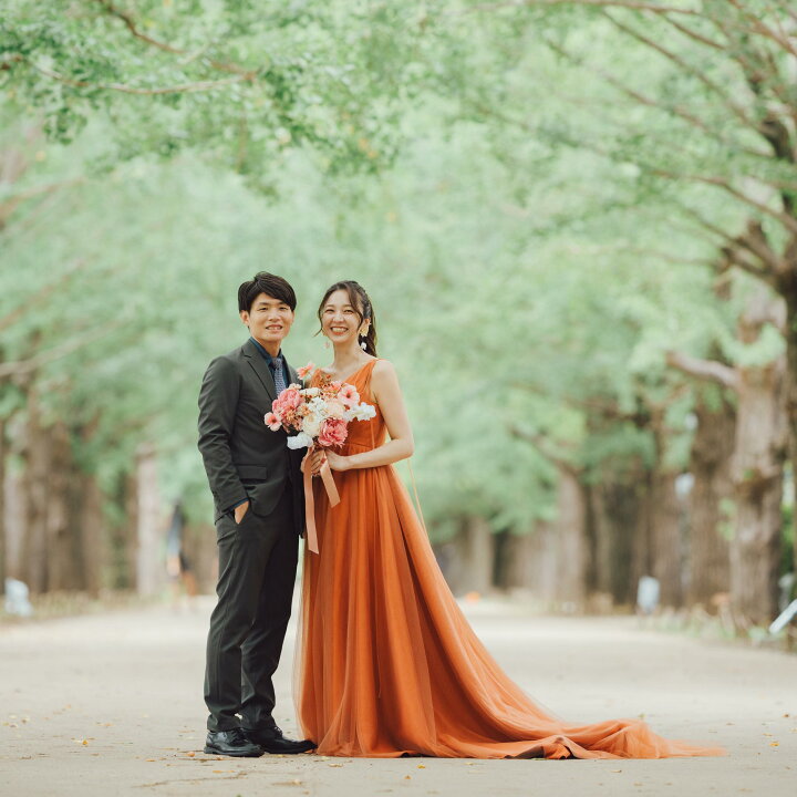 楽天市場】実例写真！カラードレス テラコッタ色 ソフトチュール  