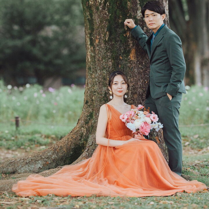 楽天市場】実例写真！カラードレス テラコッタ色 ソフトチュール  