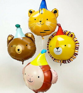 Lサイズ! 【どうぶつ★4点セット】巨大 大きい アニマル 動物 サーカス カラフル 派手 誕生日 飾り付け バルーン 風船 英語 大きい 大型 バルーン 風船 ハーフバースデー 飾り 女の子 淡カラ