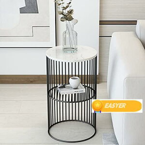 サイドテーブル 大理石 テーブル おしゃれ ゴールド 大理石調 ベッドサイドテーブル 玄関 アイアン アンティーク風 白 お洒落ゴールド モダン 高級 大理石柄 丸