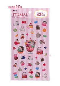 【Animal Seal】エキゾチックアニマルシール NO.73027 ★アニマル×スイーツシール 43片入り★クリアシールはりねずみハムスター動物プリンいちごマカロンみかんキウイパフェ柄フルーツ柄amifaデ