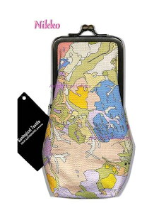 【Textile 2】Fuji たて型ペンケース GT-1407132PCG グリーン/GREEN Geological Textile 地質図× テキスタイル 日光周辺 地質図柄 がま口ペンポーチ 地図グッズ 筆箱 ペンポーチ 小物入れ 化粧ポーチ コスメ