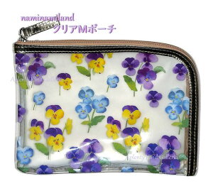 【naminamiland】クリア Mポーチ CP-14384 パンジー ナミナミランド うす型 クリアケース クリアポーチ 小物入れ 通帳 カードケース/コスメポーチ 水泳 スパ スポーツクラブ キャンプ 山 川遊び