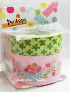 【FUN TAPE】ファンテープ15W&25W(うさぎ2)R042-07 ★幅15mmと25mmの2巻きセットファンテープ2個セット四つ葉のクローバー柄スイーツフルーツデザインマスキングテープシールテープFUNTAPE学研ス