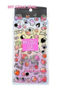 【 My Colle Seal 】 マイコレシール ベリーキュート NO.01693 ボトルデザイン 台紙・ 金箔押し クリア シール フルーツ いちご さくらんぼ ジューシー ストロベリー くだもの 果物 文字シール あ