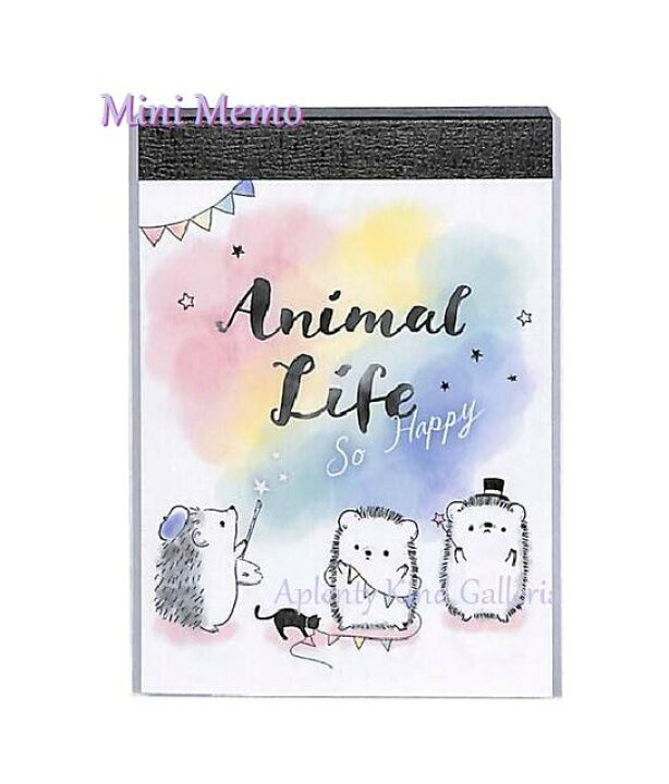 楽天市場 Animalグッズ ミニミニメモ アニマルライフ No ペイント柄 Animal Life So Happy 2柄 各45枚 計90枚入り ハリー 黒猫柄 はりねずみデザイン グラデーションカラー フリーメモ 横罫線 2柄替え メモ帳ペリペリメモ 黒ねこ 3cmメール便ok Aplenty