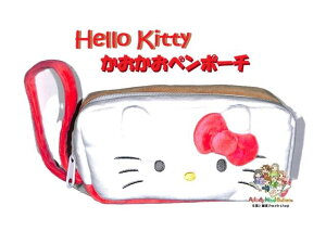 【 Hello Kitty グッズ】 サンリオ かおかお ペンポーチ NO.306047 ハローキティ 両面 顔デザイン ふでばこ 約190×90×50mmサイズ 筆ばこ 筆入れ 中仕切り付き 【3cmメール便不可】