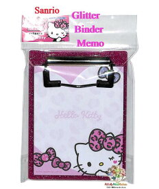 【 Sanrio Hello Kitty 】 サンリオ グリッターバインダーメモ　NO.307452 ハローキティ ギャルアート BINDER MEMO 50枚入り メモ クリップ ミニメモ はさめる 便利 A7 仕事 新生活 電話横に PCまわり キティちゃん 【3cmメール便OK】