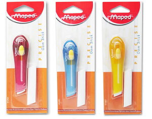 【 Maped 】 マペッド 消しゴム PRECISE ゴムスティック  012901 【選択: レッド ブルー イエロー 】 替え消しゴム 付き けしごむ 消しゴム マペッド社製 【3cmメール便OK】