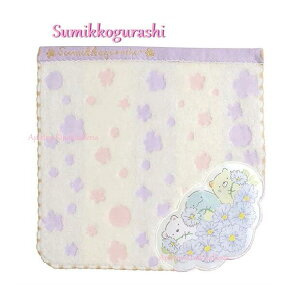 【 Sumikko グッズ】 すみっコぐらし ミニタオル CM-21301 フラワー しろくま とかげ ねこ ★ サイズ: 25×25cm ★ すみっこぐらし ハンドタオル 手拭き タオル コットンタオル ギフト アップリケ
