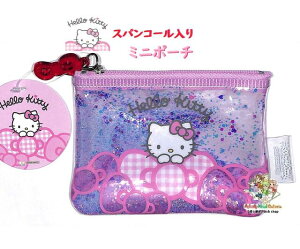 【 Sanrio Hello Kitty グッズ】 サンリオ スパンコール入り ミニポーチ S2336952 ピンク系 りぼん型 チャーム付き キティちゃん ミニケース クリアケース 雑貨 【3cmメール便OK】