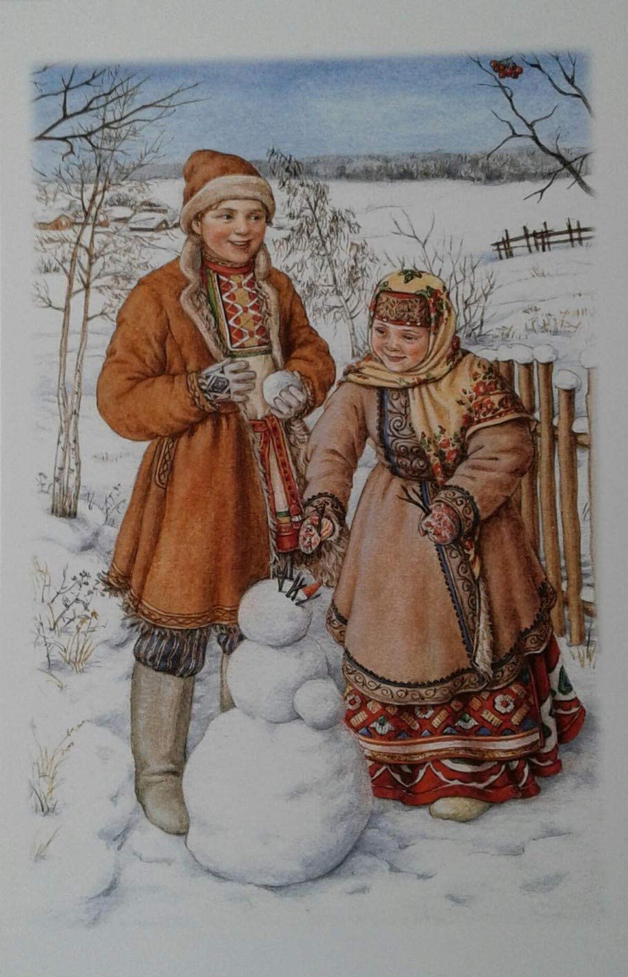 リダ工房 ポストカード 格安即決 かわいい新作 ロシア製 スモレンスクの衣装 雪遊び