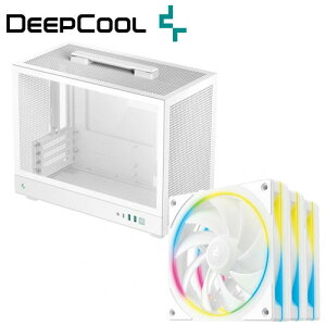 DeepCool �R���p�N�g Micro-ATX�P�[�X CH160 PLUS WH [R-CH160-WHNGM0-G] & RGB LED���� 120mm �P�[�X�t�@�� 3����� FL12 SE WH 3IN1 [R-FL12SE-WHAPN3-G] �Z�b�g