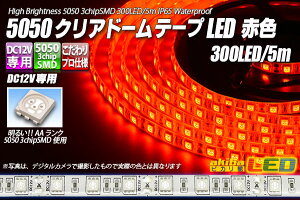 5050�e�[�vLED 60LED/m �N���A�h�[�� �ԐF 5m