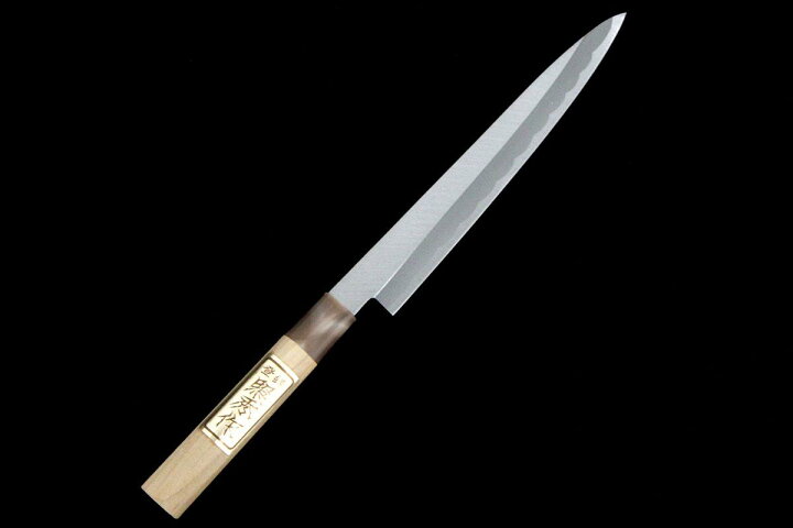 楽天市場】【中古】【未使用品】照秀 柳刃包丁 霞 七寸半 PC口輪 朴柄  