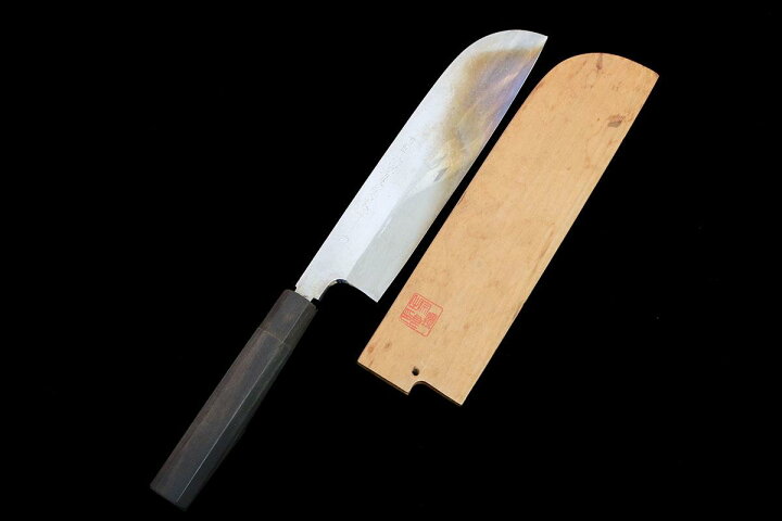 楽天市場】【中古】【並品】伯龍宗良 鎌型薄刃包丁 本焼 八寸 黒檀柄 