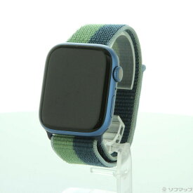 【中古】Apple(アップル) Apple Watch Series 7 GPS 45mm ブルーアルミニウムケース アビスブルー／モスグリーンスポーツループ 【349-ud】