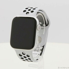 【中古】Apple(アップル) Apple Watch Series 5 Nike GPS 44mm シルバーアルミニウムケース ピュアプラチナム／ブラックNikeスポーツバンド 【371-ud】