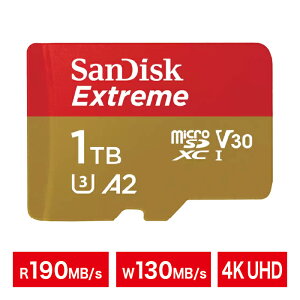 microSD�J�[�h�bmicroSDXC�b1TB�bSanDisk �T���f�B�X�N�b�Ǎ�:190MB/s ����:130MB/s�b�h���b�ω��x�b�ώ��x�b�ϗ����b�ϏՌ��b�ώ��b��X���b�ϖ��Ձb4K UHD�b�h���[���bA2�bU3�bSDSQXAV-1T00-GN6MN�y���������z