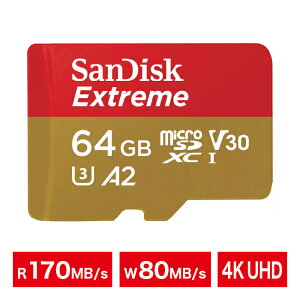microSD�J�[�h�bmicroSDXC�b64GB�bSanDisk �T���f�B�X�N�b�Ǎ�:170MB/s ����:80MB/s�b�h���b�ω��x�b�ώ��x�b�ϗ����b�ϏՌ��b�ώ��b��X���b�ϖ��Ձb4K UHD�b�h���[���bA2�bU3�bSDSQXAH-064G-GN6MN�y�l�R�|�X��