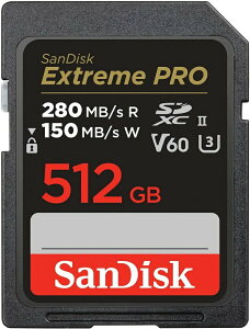 SDJ[hbSDXCb512GBbSanDisk TfBXNbR:280MB/s W:150MB/sb Extreme PRO UHS-II U3 V60 6K 4K SDSDXEP-512G-GN4IN