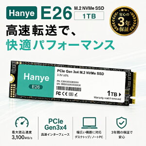 SSD ���� 1TB ����SSD M.2 2280 NVMe PCIe Gen3x4 �ő�3100MB/s �����]�� PC�p �p�\�R�� ���� ���� �X�g���[�W �f�[�^�ۑ� �f�X�N�g�b�v �m�[�gPC �e�ʃA�b�v �V�X�e���h���C�u �Q�[�� ���� �ʐ^ Hanye E26-1TBTN1