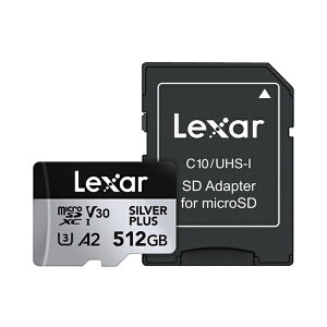 microSD�J�[�h 512GB microSDXC UHS-I U3 V30 A2 �ő�Ǎ�205MB/s 4K�Ή� SD�A�_�v�^�[�t Professional SILVER PLUS Lexar LMSSIPL512G-BNANG�y��z�֔����z
