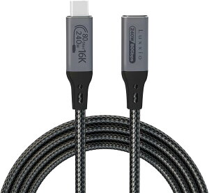 Luxxio USB4 2.0 Gen4/Thunderbolt5 USB-C to C IXX P[u 240W/`80Gbps 16K60Hz E}[J[`bv P`120Gbps Thundderbolt4/3݊ iC 0.25m LU-CCFC248002N