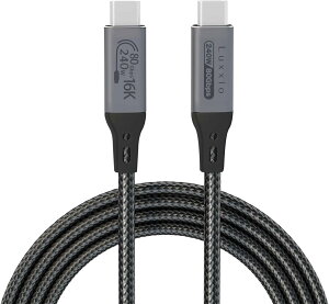Luxxio USB4 2.0 Gen4/Thunderbolt5 USB-C to CP[u 240W/`80Gbps 16K60Hz E}[J[`bv P`120Gbps Thundderbolt4/3݊ iC 2m LU-CCMC248020N