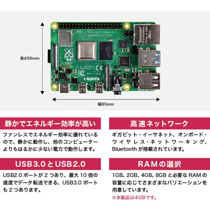 楽天市場】☆期間限定ポイントUP☆ラズベリーパイ Raspberry Pi 4 