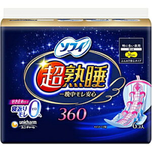 ユニチャーム 【sofy(ソフィ)】超熟睡ガード 36cm 羽つき 6枚入