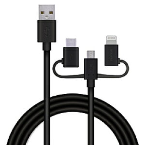 ELECOM(GR) X}[gtHpUSBP[u 3in1 microUSB+Type-C+Lightning 1.2m ubN MPA-AMBLCAD12BK MPAAMBLCAD12BK