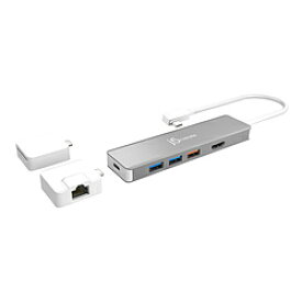 J5 ［USB-C オス→メス カードスロットx2 / HDMI / LAN / USB-Ax3 / USB-Cx2］ 変換アダプタ USB PD対応 100W シルバー JCD375 ［USB Power Delivery対応］ JCD375 [振込不可] [代引不可]