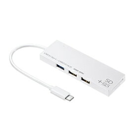 SANWA SUPPLY(サンワサプライ) USB-3TCHC16W　USB-Type C コンボハブ （カードリーダー付き) ホワイト USB3TCHC16W [振込不可]