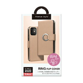 PGA iPhone 12 mini 5.4インチ対応リングフリップカバー ベージュ Premium Style ベージュ PG-20FFP07BE PG20FFP07BE