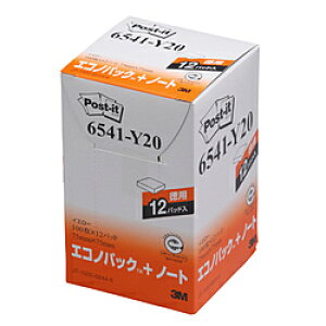 3Mジャパン エコノパックノート 75mm×75mm 100枚×12パッド Post-it(ポスト・イット) イエロー 6541-Y20 6541Y20