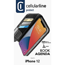 セルラーライン iPhone12mini用スタンド付レザー調手帳ケース ブラック BOOKAGENDA2IPH12K