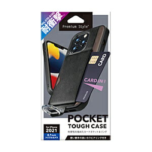 PGA iPhone 13 Pro �Ή� 6.1inch 3�� �|�P�b�g�t �n�C�u���b�h�^�t�P�[�X Premium Style �u���b�N PG-21NPT04BK PG21NPT04BK �y852�z